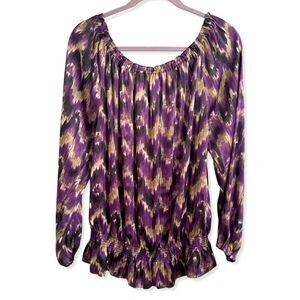Michael Kors | Purple and Gray Peasant Style Blouse